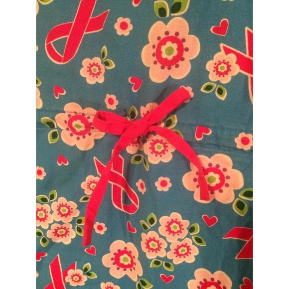 Dickies Scrub Top Breast Cancer Ribbon Cross Body V neck Tie Blue Pink - Picture 7 of 7